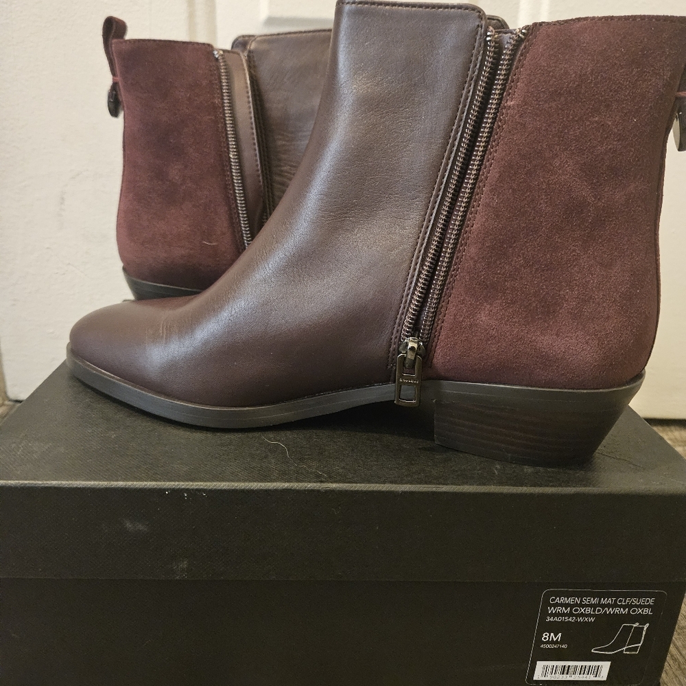Coach Carmen semi mat clf/suede wrm oxbld/wrm oxbl NEW size 8